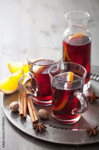 mulled wine with orange and spices