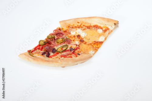 delicious italian pizza isolated over white background