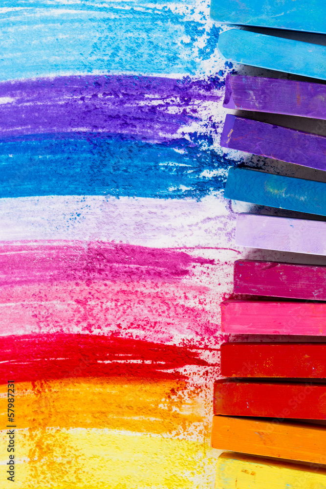 Colorful chalk pastels - education, arts,