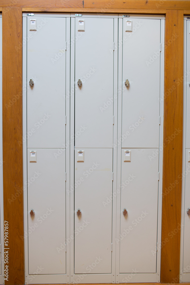 Closed lockers in a row at the college Closed lockers in a row at the college