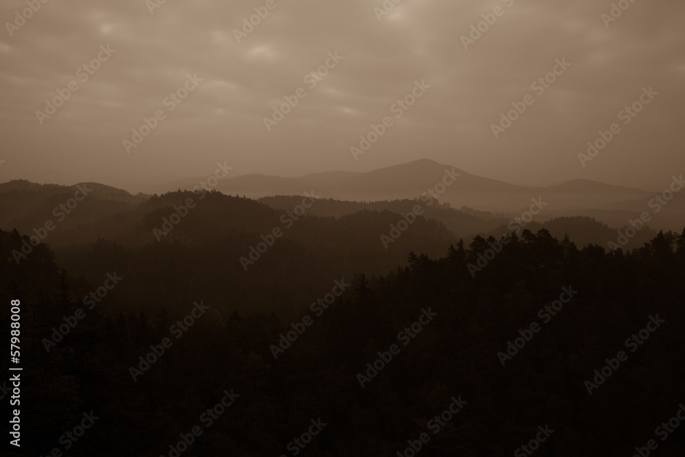 custom made wallpaper toronto digitalTrees and mountain range against cloudscape