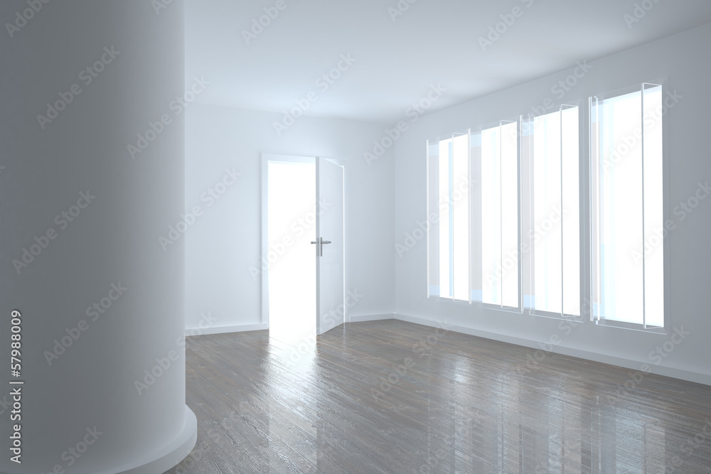 Fototapeta premium Bright room with windows