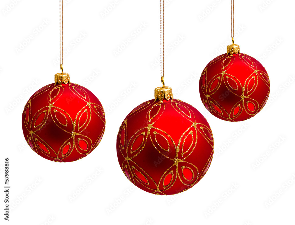 Perfect red christmas balls isolated on white Perfect red christmas balls isolated on white