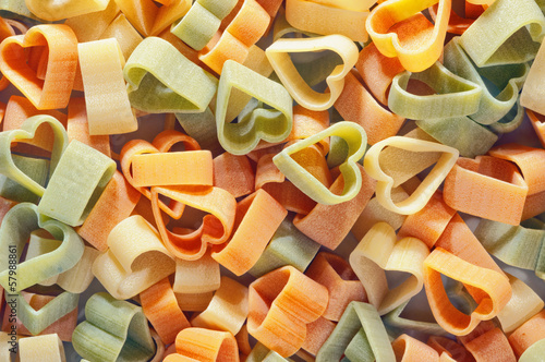 color pasta with heart shape
