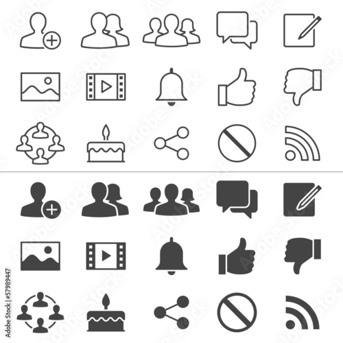 Social network thin icons, included normal and enable state.