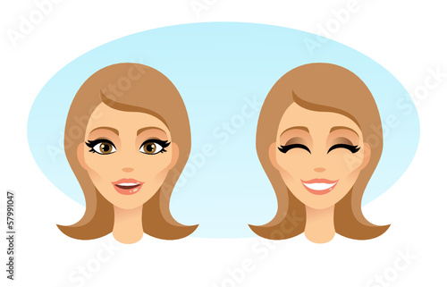 Beautiful Women Heads illustration Vector