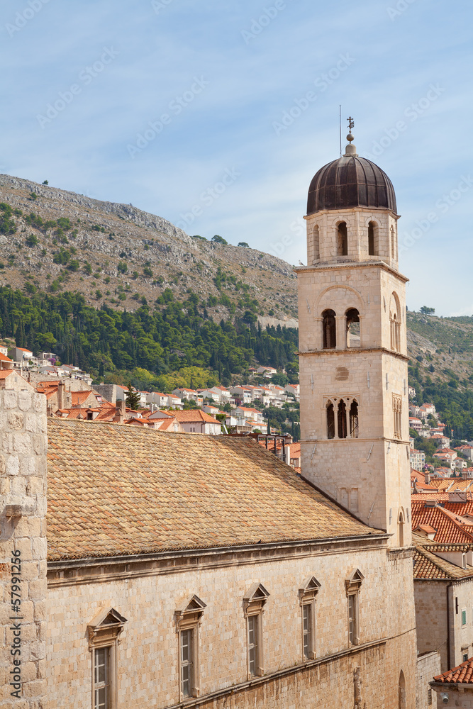 Dubrovnik Croatia clock tower and buildings