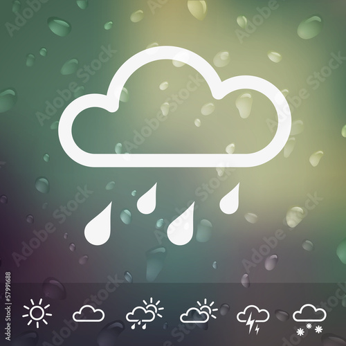 Weather Icons on blured Waterdrops background