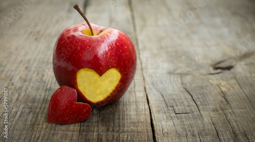 Apple with engraved heart