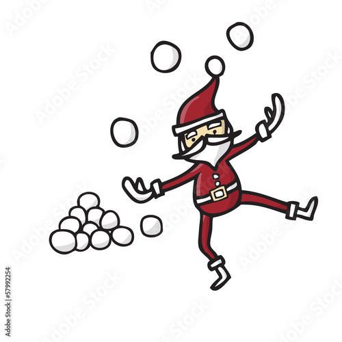 Santa claus playing snowballs