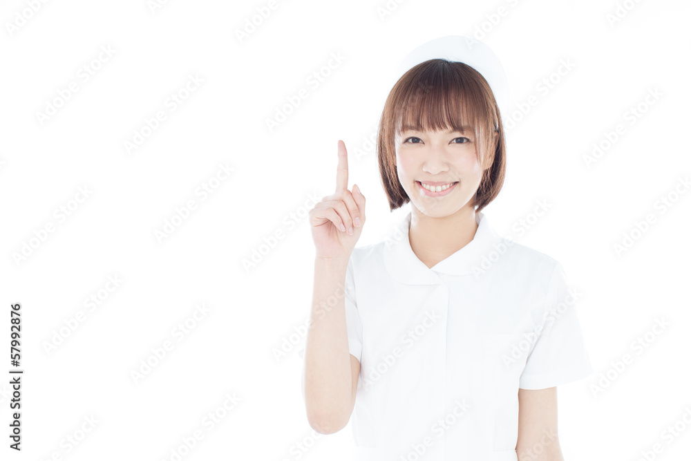 指差す女性看護士 指差す女性看護士