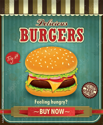 Vintage burger poster design