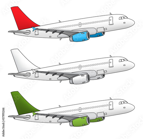 Isolated airplane vector design in different color schemes