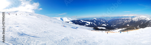 Panoramic view on free ride area in Jasna ski resort and High Ta photo