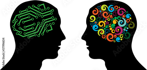 Different brain in heads