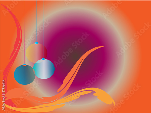 Christmas balls in orange background