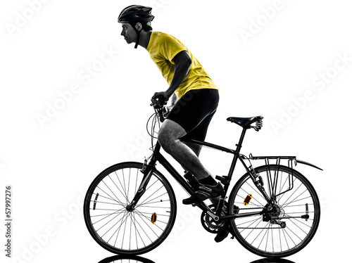 Fototapeta Naklejka Na Ścianę i Meble -  man bicycling  mountain bike silhouette