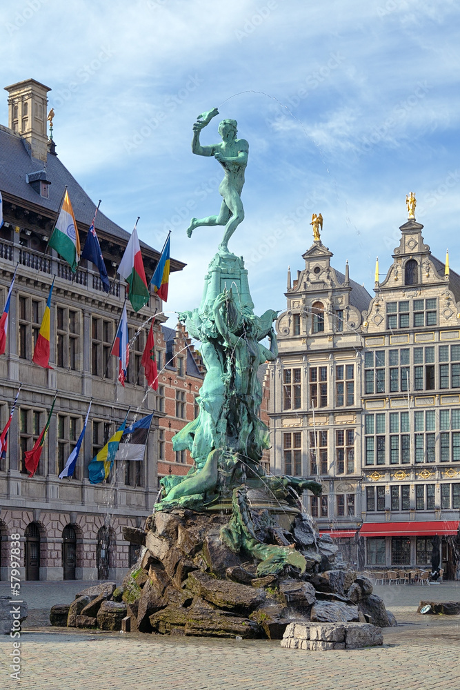Brabo fountain in Antwerp, Belgium