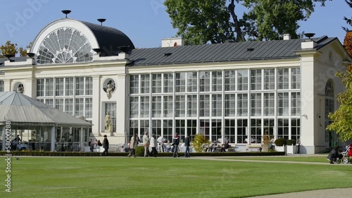 Panoramic view of old orangery in Lazienki park, Warsaw, Poland photo