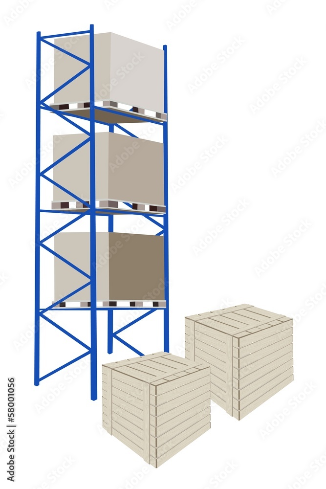 Shelves Manufacturing Storage in A Warehouse With Crates Shelves Manufacturing Storage in A Warehouse With Crates