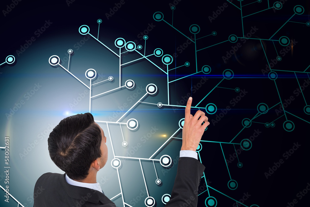 Composite image of asian businessman pointing Composite image of asian businessman pointing