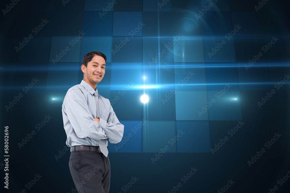 Composite image of smiling asian businessman Composite image of smiling asian businessman