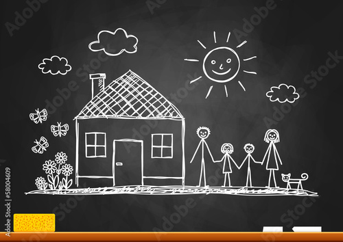 Sketch of family on blackboard