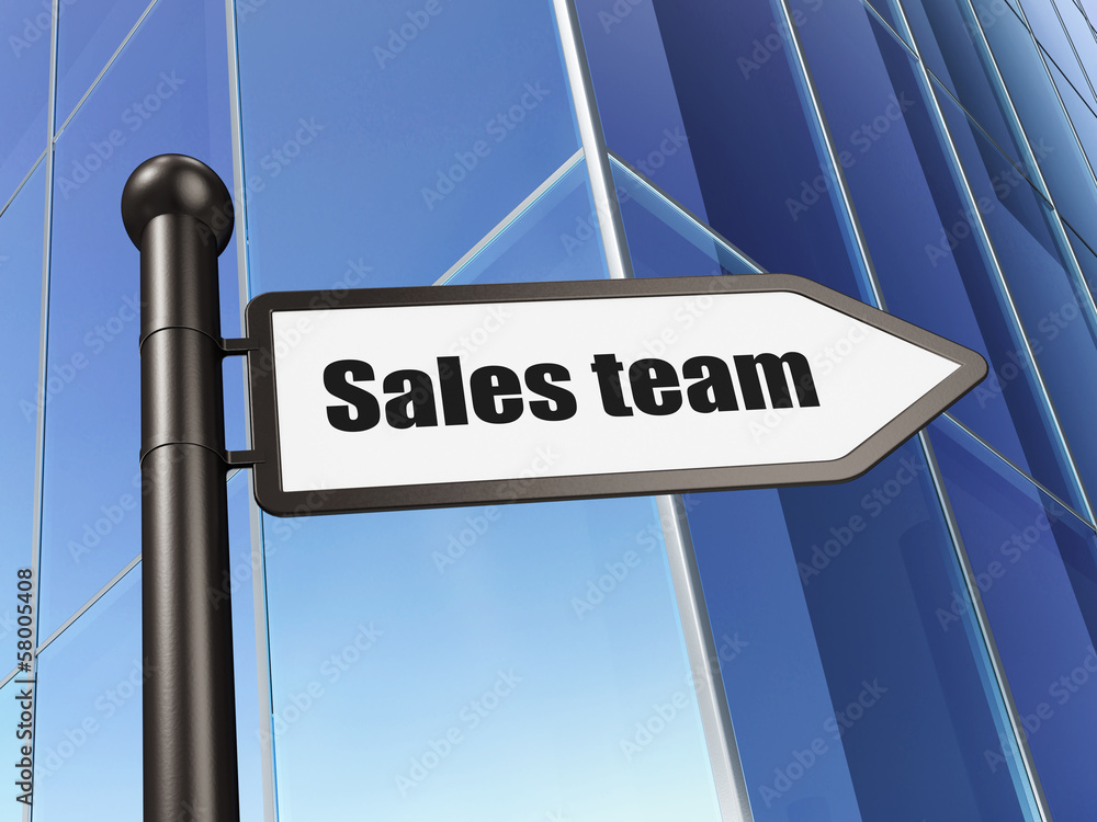 Marketing concept: sign Sales Team on Building background