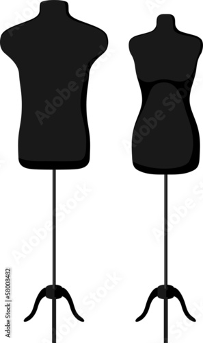 Male and female empty mannequin torso template