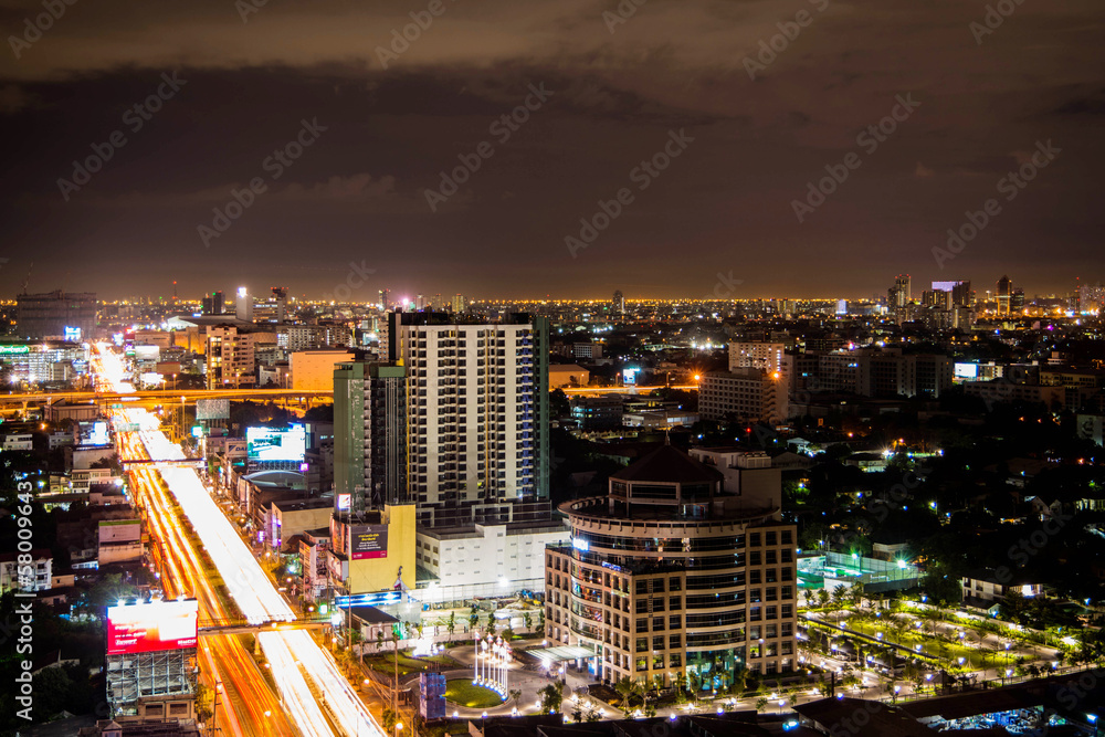 City at night,bird eye view