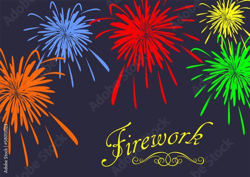 Abstract festive fireworks background. Vector photo