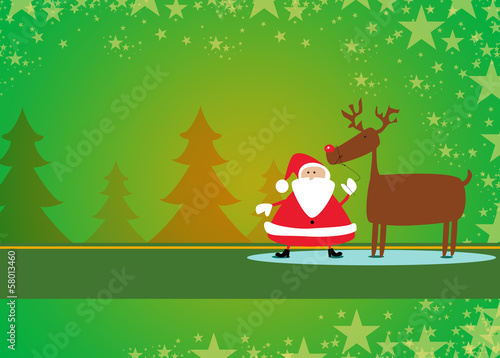 Santa and rudolph christmas background