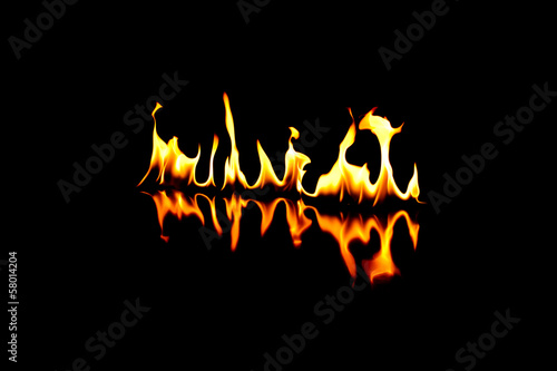 Fire Flames on the black background