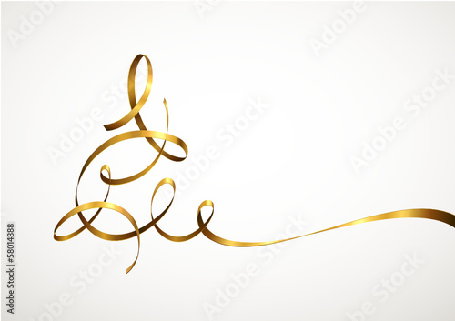 Abstrakter Weihnachtsbaum aus goldenem Band