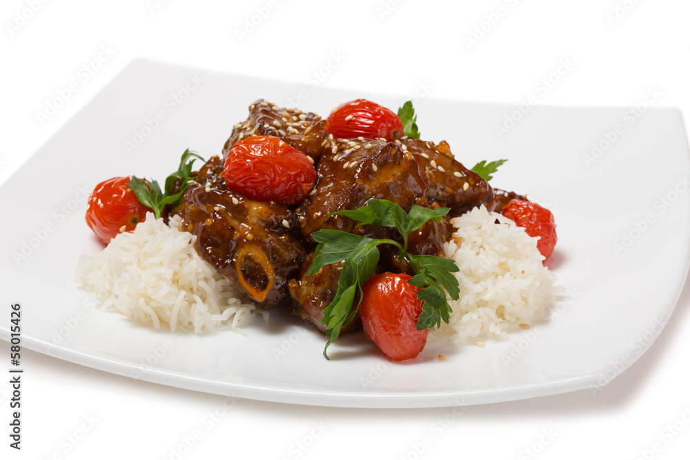 Grilled pork ribs glazed with a spicy sauce Grilled pork ribs glazed with a spicy sauce