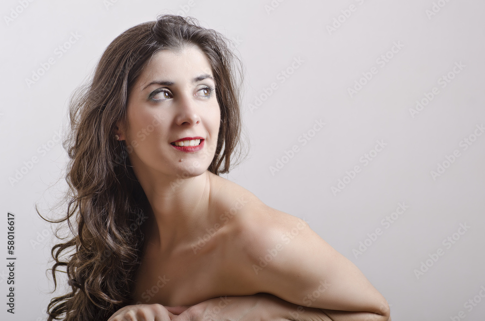 Woman portrait with naked shoulders. Woman portrait with naked shoulders.
