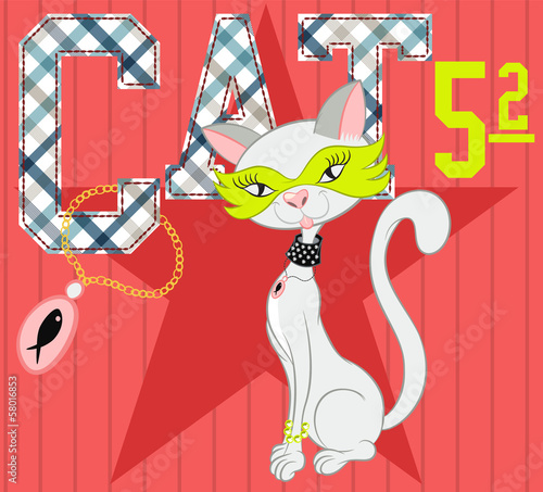 Illustration vector of cute cat with antifas and diamonds