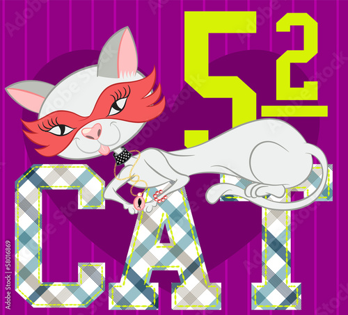 Illustration vector of cute cat with antifas and diamonds