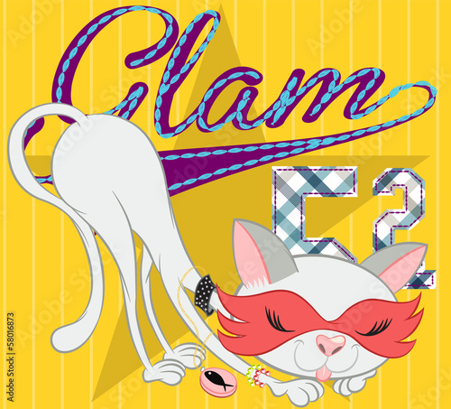 Illustration vector of cute cat with antifas and diamonds
