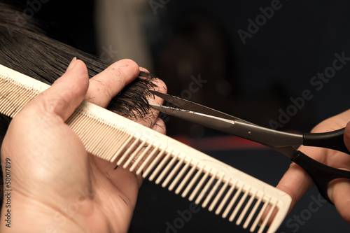 haircut at the barber scissors
