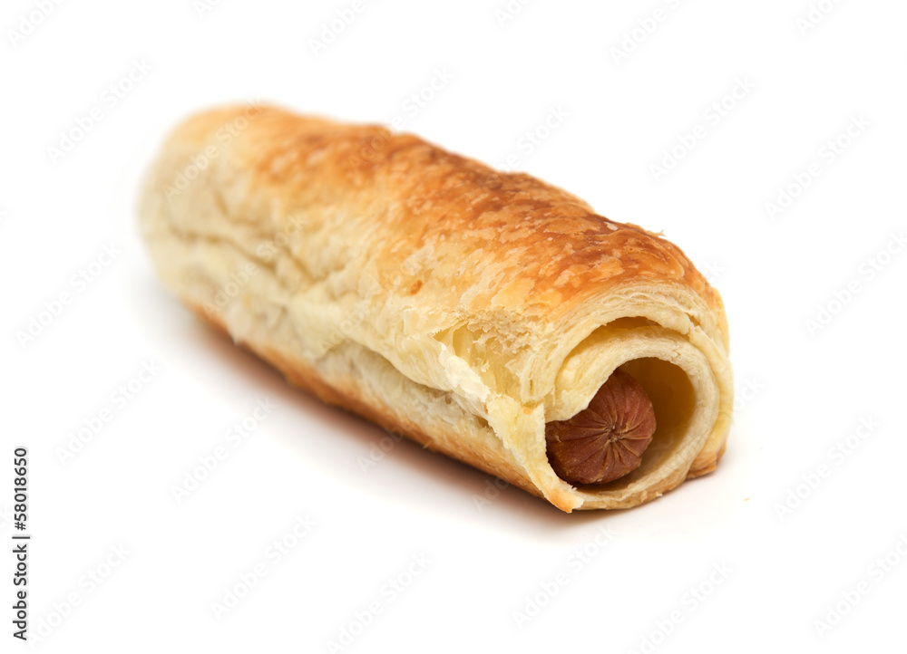fresh tasty pie with meat on white background fresh tasty pie with meat on white background