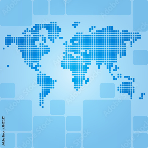 Dotted world map of rounded rectangles