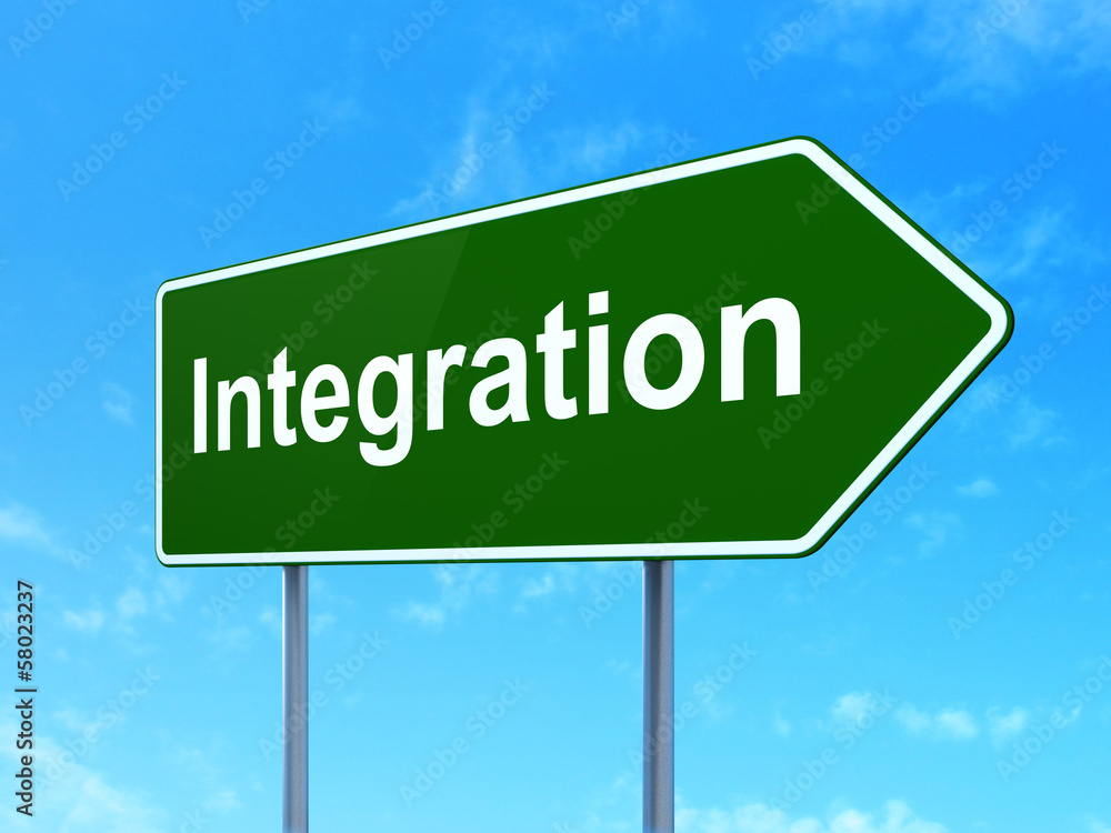 Finance concept: Integration on road sign background Finance concept: Integration on road sign background