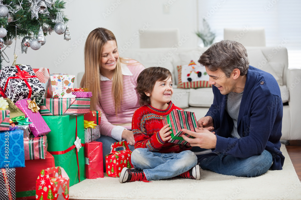 Happy Family With Christmas Gifts Happy Family With Christmas Gifts