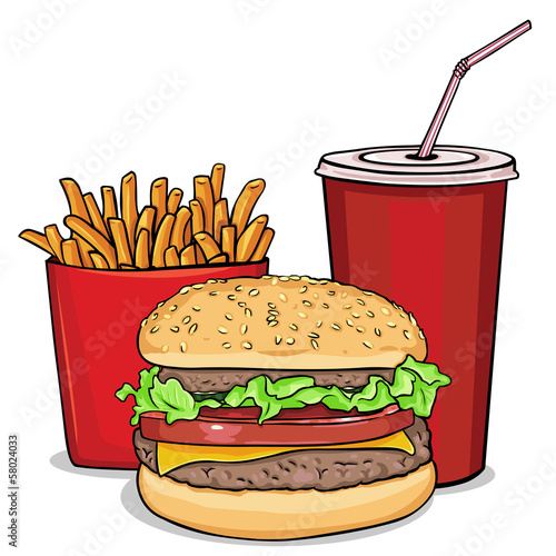 vector cartoon fast food combo
