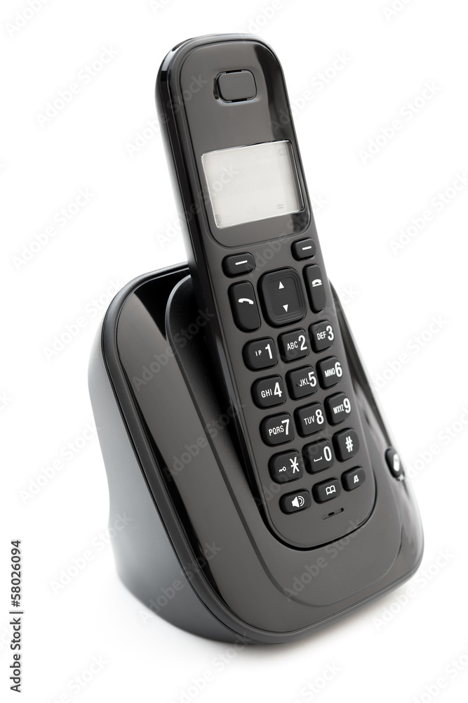 black wireless telephone on a white background black wireless telephone on a white background