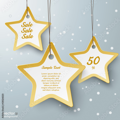 Three Golden Star Price Stickers Snow