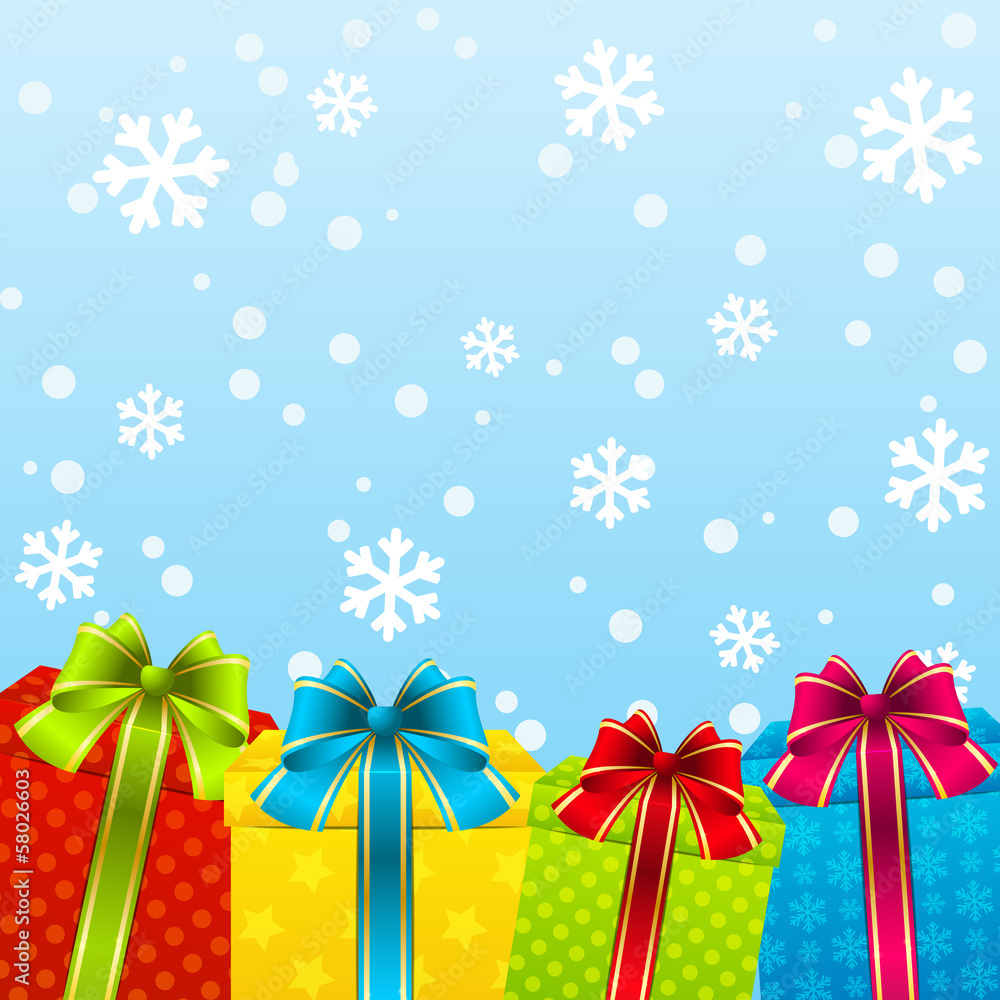 Christmas background with color gifts