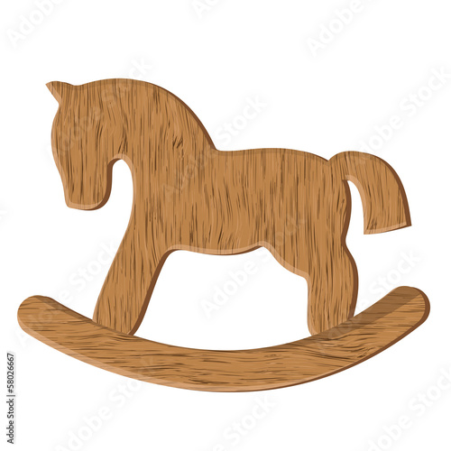 Vector wooden horse toy isolated on white