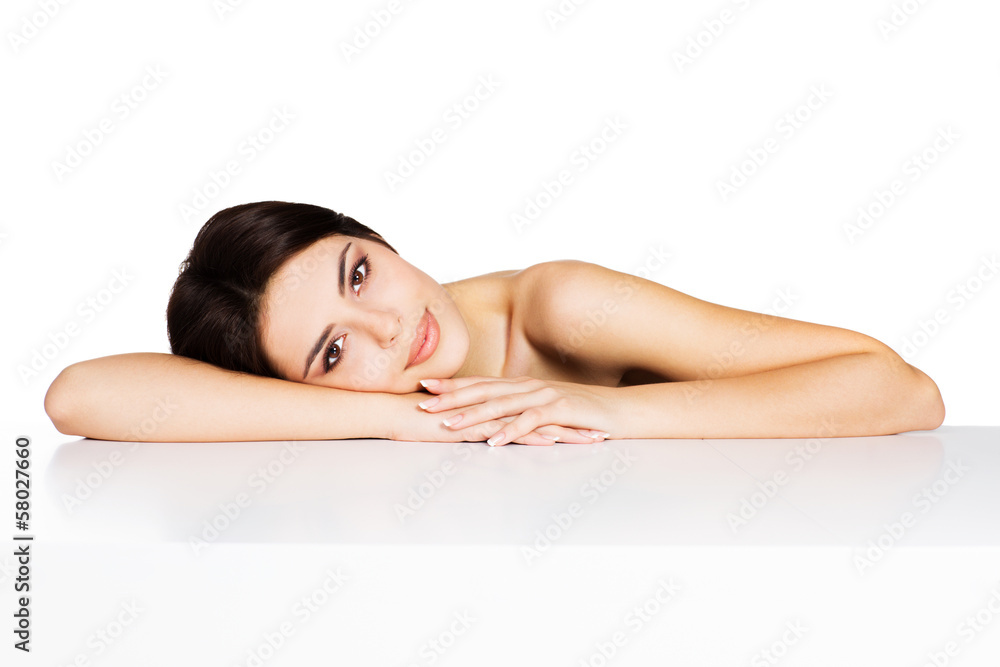 Beauty shot of a young beautiful model. Spa skincare. Beauty shot of a young beautiful model. Spa skincare.